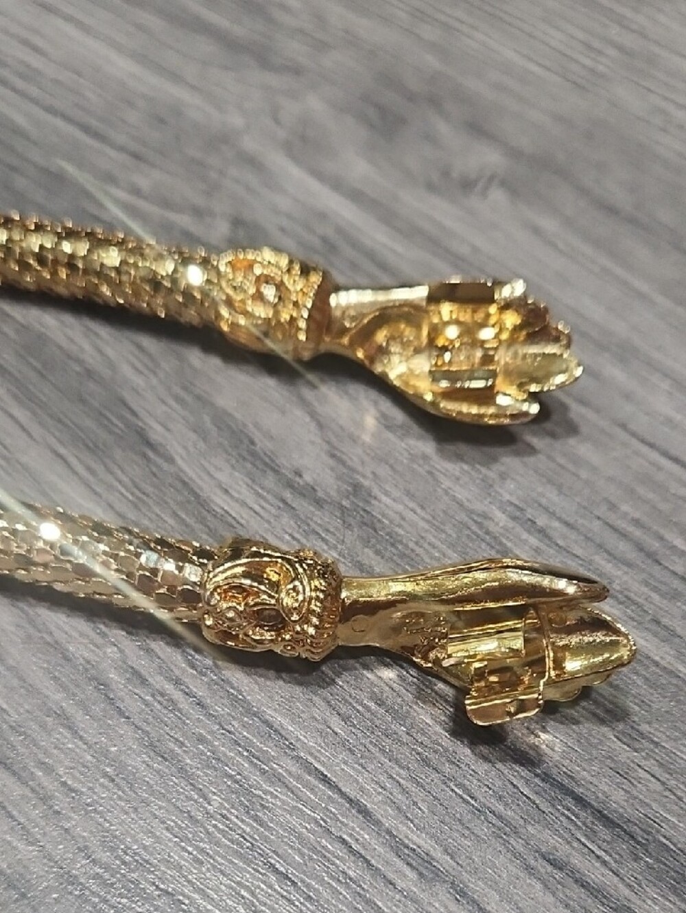 Gold Snake Chain Clasping Hands Vintage DL AULD Necklace/Belt - Picture 3 of 6